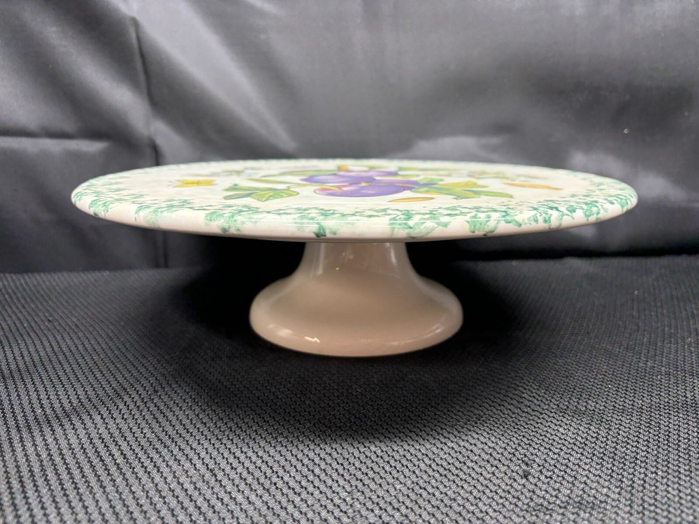 Himark "FRUIT / PLUMS" Ceramic Pedestal Cake Stand ~ 13" Diameter