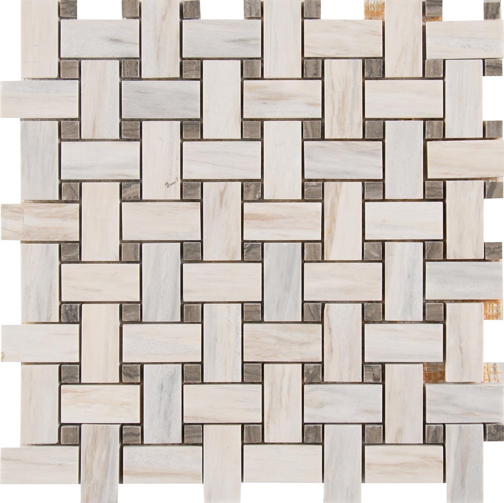 Angora Basketweave Polished Mosaic Wall Tile, 10 SFT/Case (10 Pcs)