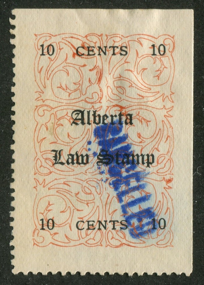 Canada Revenue AL4b Used Alberta Law Stamp