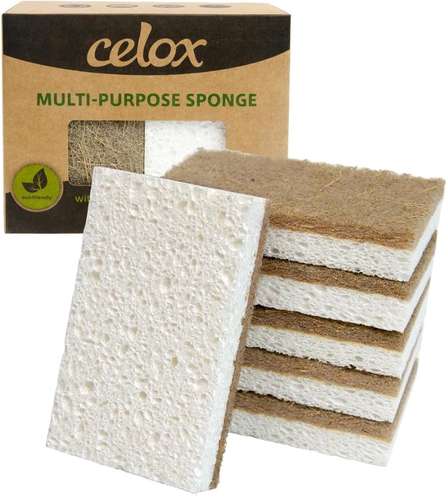 Coconut Fiber Biodegradable Spons, Non Scratch Kitchen Cleaning