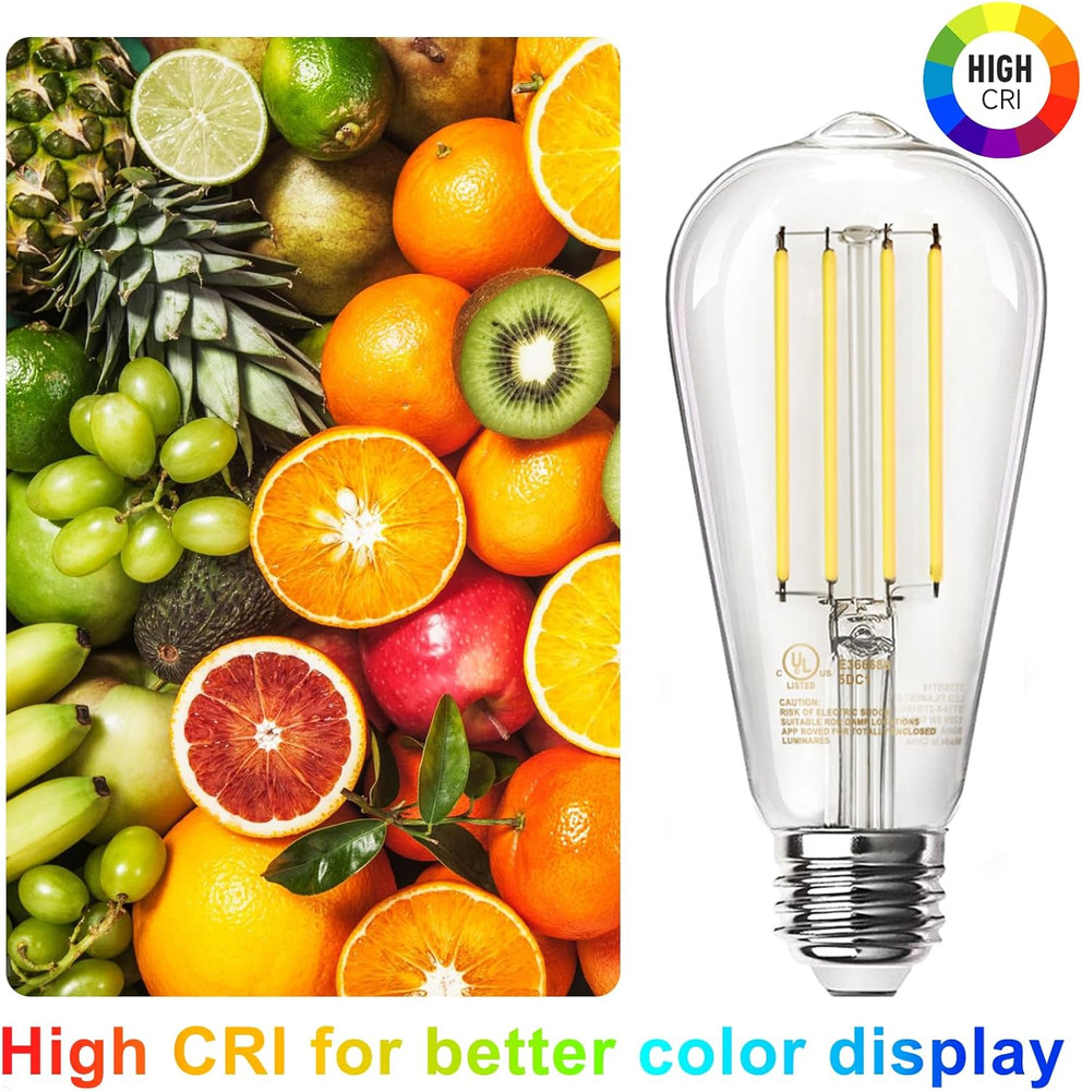 Edison Light Bulbs 60W Equivalent, Dimmable Vintage LED Light Bulbs, E26 Medium