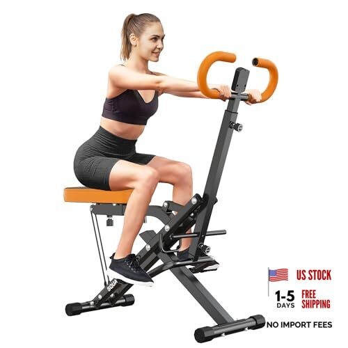 Squat Machine for Home Gym, Squat Rowing Machine with Adjustable Orange