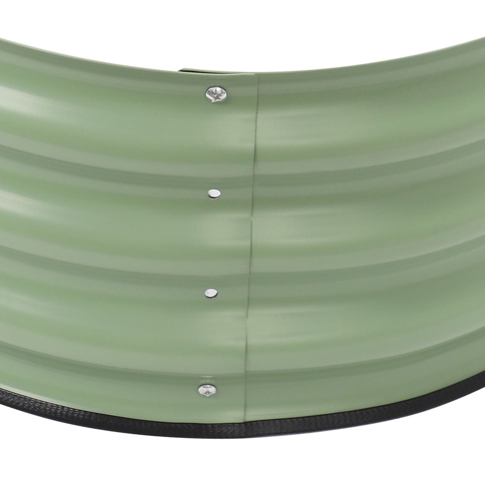 1 Pack Round Galvanized Metal Garden Planters with Open Base Design