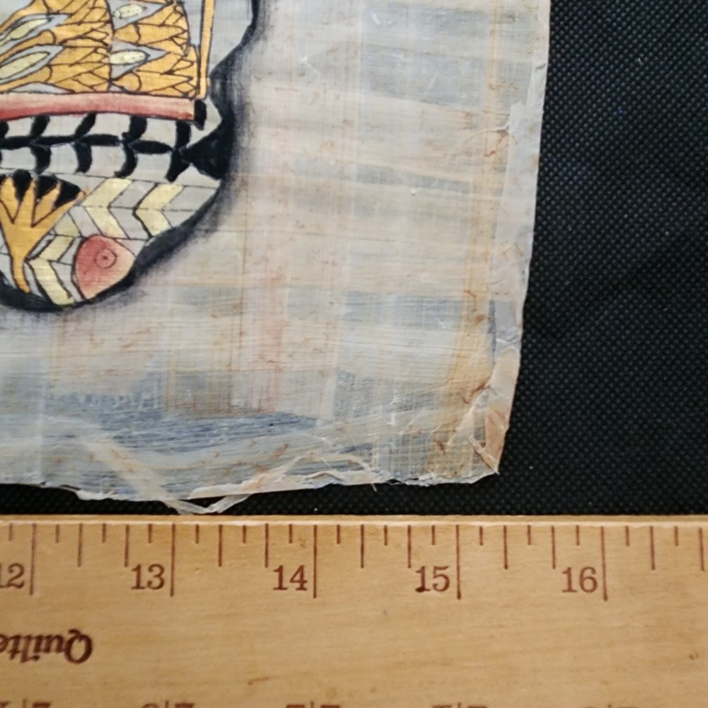 Hand Painted Authentic Ancient Egyptian Papyrus Replica From Temple Walls Signed
