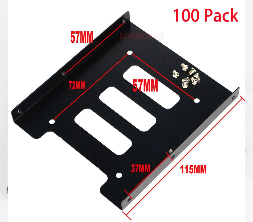 100 Pack 2.5" to 3.5" SSD HDD Metal Adapter Mounting Bracket Drive Holder for PC