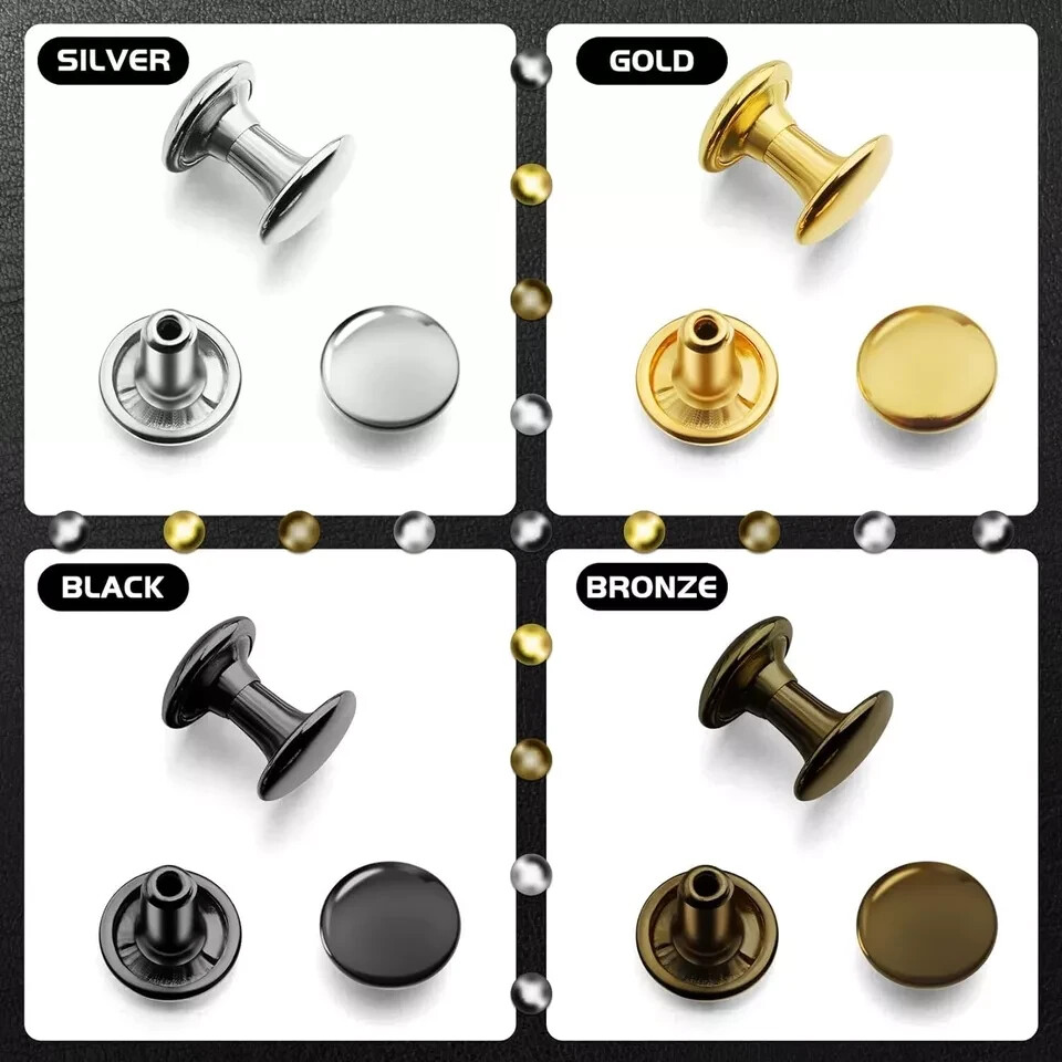 480 Pack Leather Rivet Brass Rivets for Fabric Leather Rivet Kit Double CapRivet