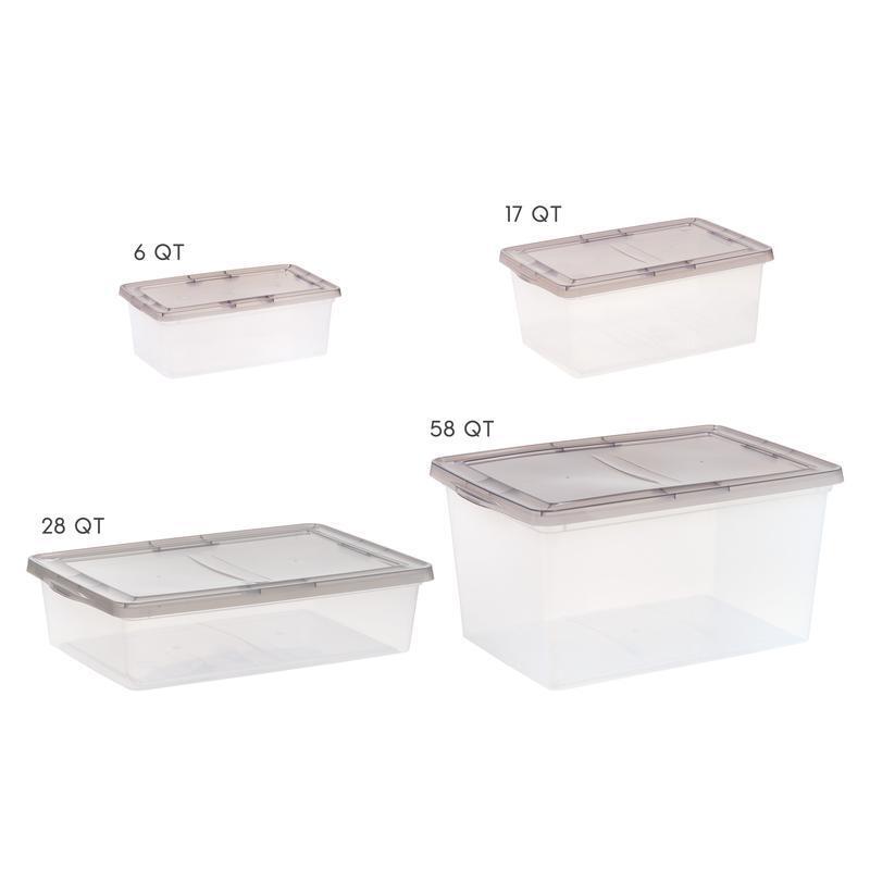 28 Qt. Plastic Underbed Storage Bins with Lids Clear Stackable Totes Box 6 Pack