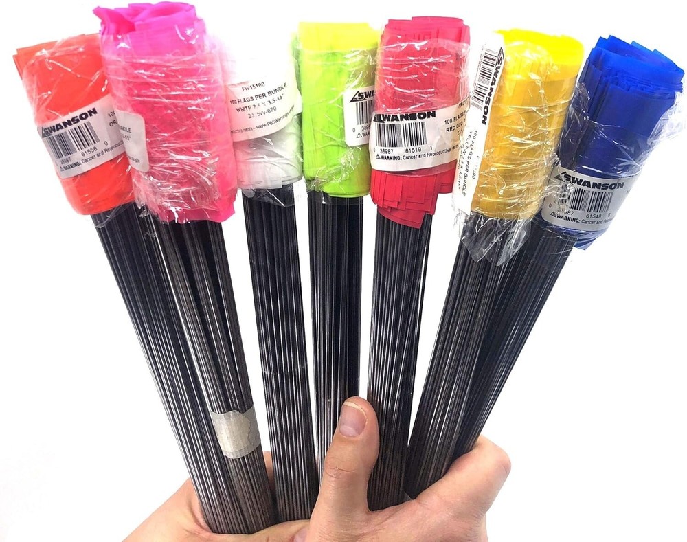 Durable 100-Pack Orange Marking Flags for Landscaping and Construction Projects