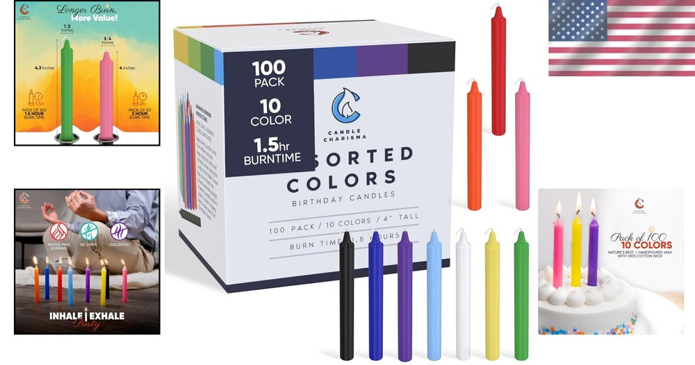 Charming 100 Multi-Colored Spell Candles - Indoor/Outdoor Use & Gift-Ready!