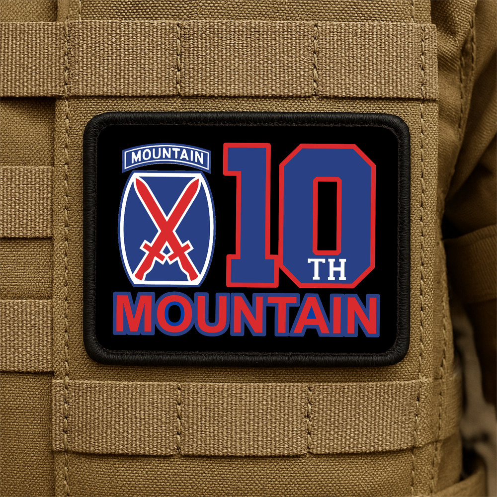 10th Mountain Division Printed Morale Patch -3 Inch X 4 Inch, Hook & Loop Back