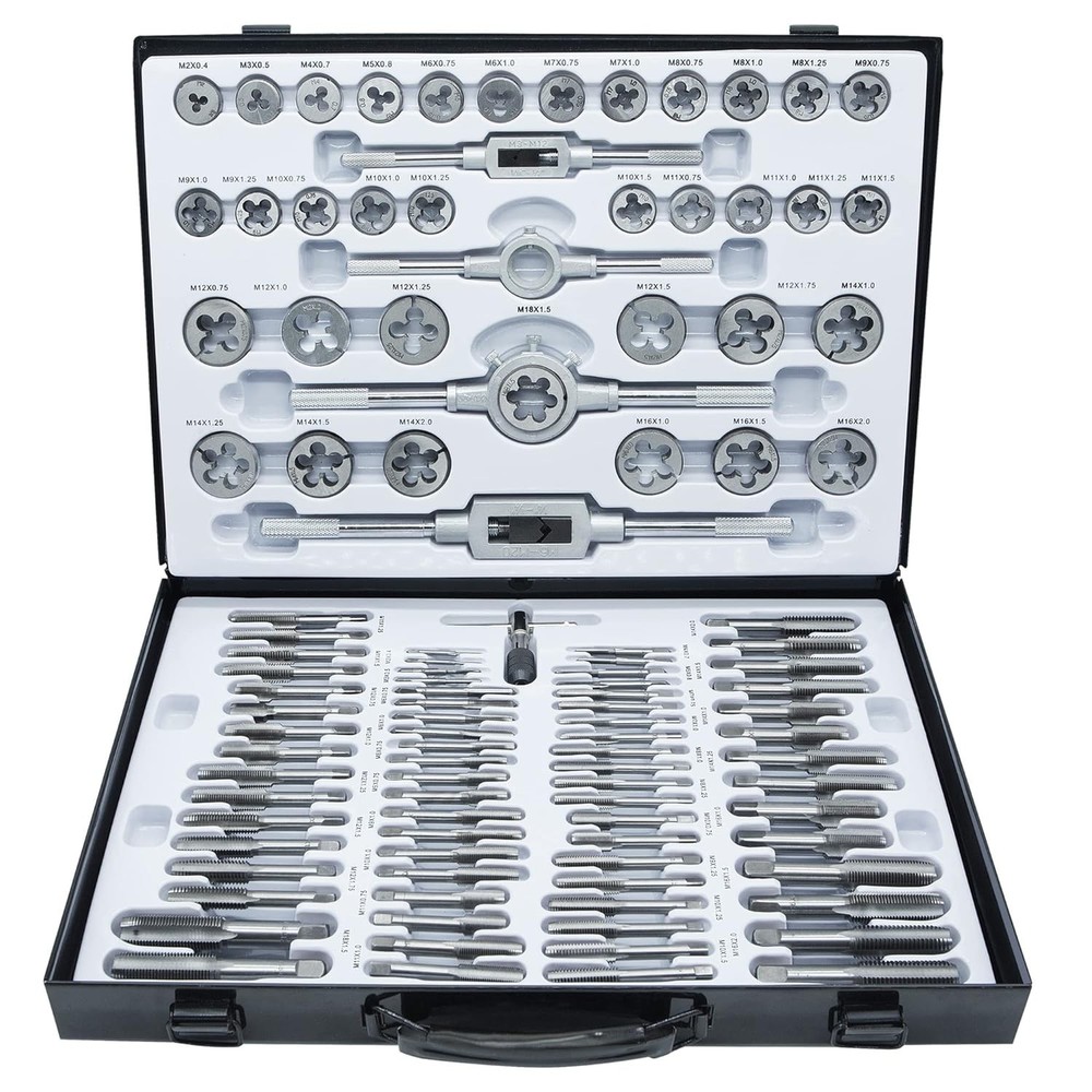 Durable 110PCS Alloy Steel Tap and Die Set - Complete Metric Threading Solution