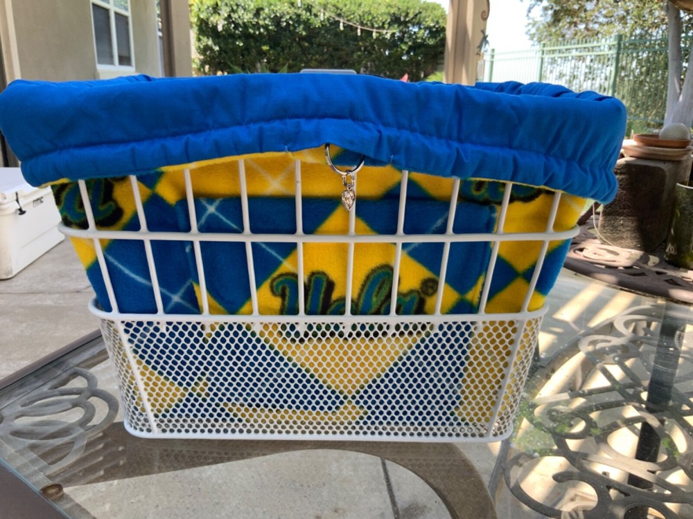 Bicycle basket liner UCLA print. DrawString Bikes New