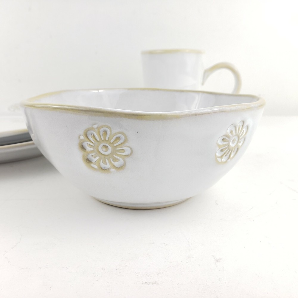 Crafted by Wainwright Boho Garden Stoneware 4 Piece Place Setting New