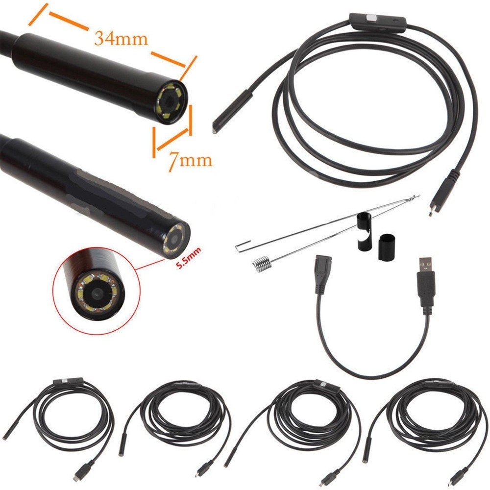 2M Mini Android Endoscope Waterproof Borescope Micro USB Inspection Video Camera