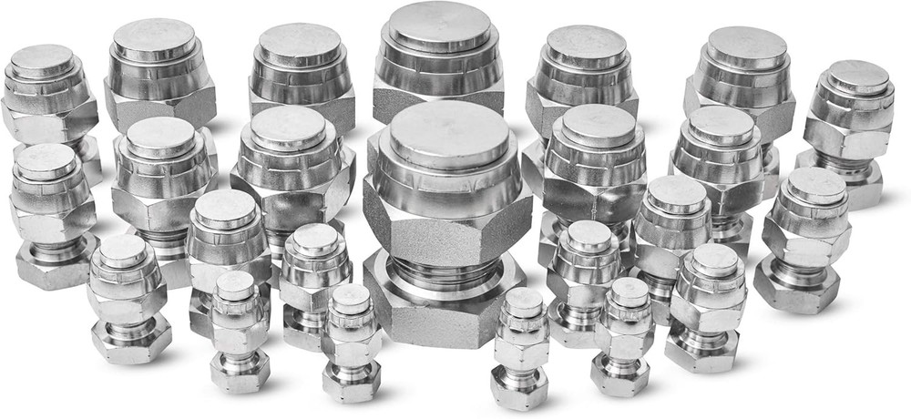 48 Pcs. BSPP Cap & Plug Assortment Hydraulic Adapter Fitting Kit Set, Silver