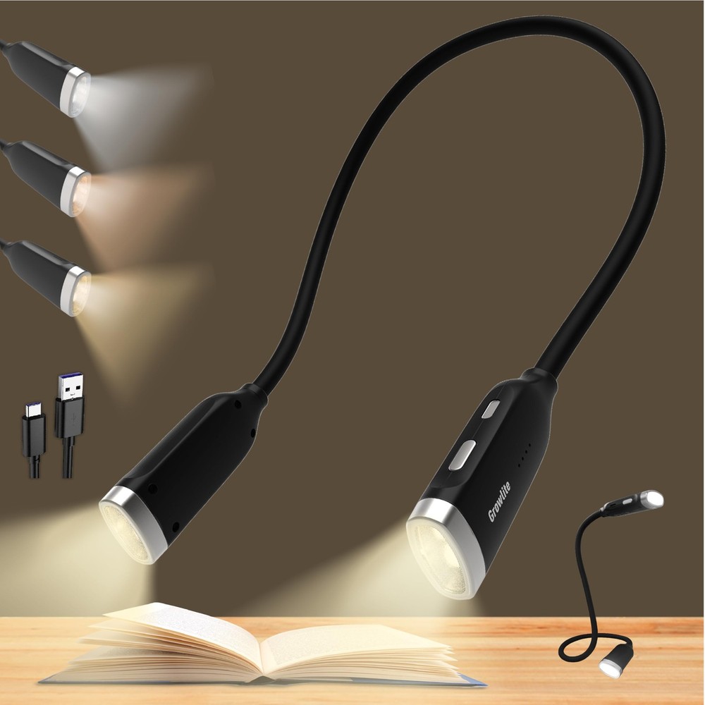 Neck Reading Light, 3 Color  Brightness Adjustable Book Light for Reading in ...