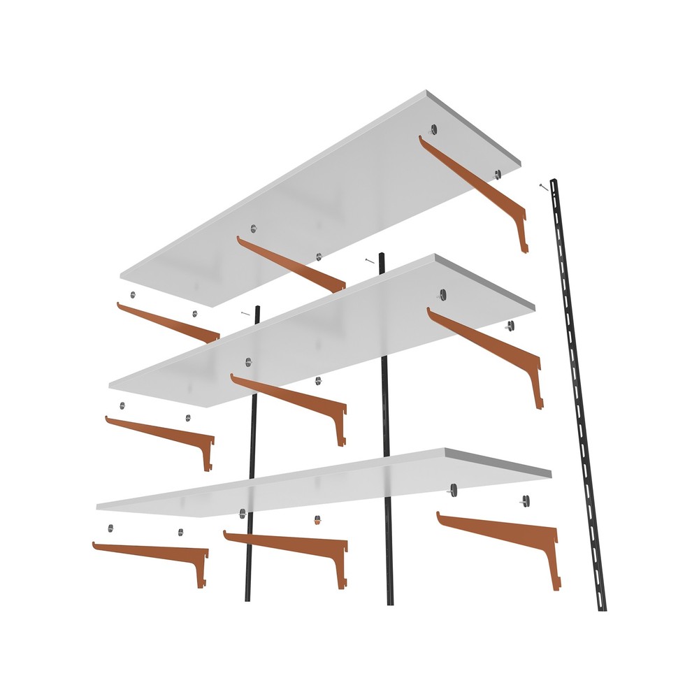 3x Flexi Storage Home Solutions 400mm White Single Slot Bracket
