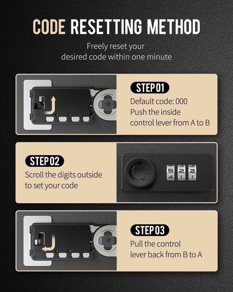 Combination Lock Resettable Digital Security Storage Box Steel Key Organizer