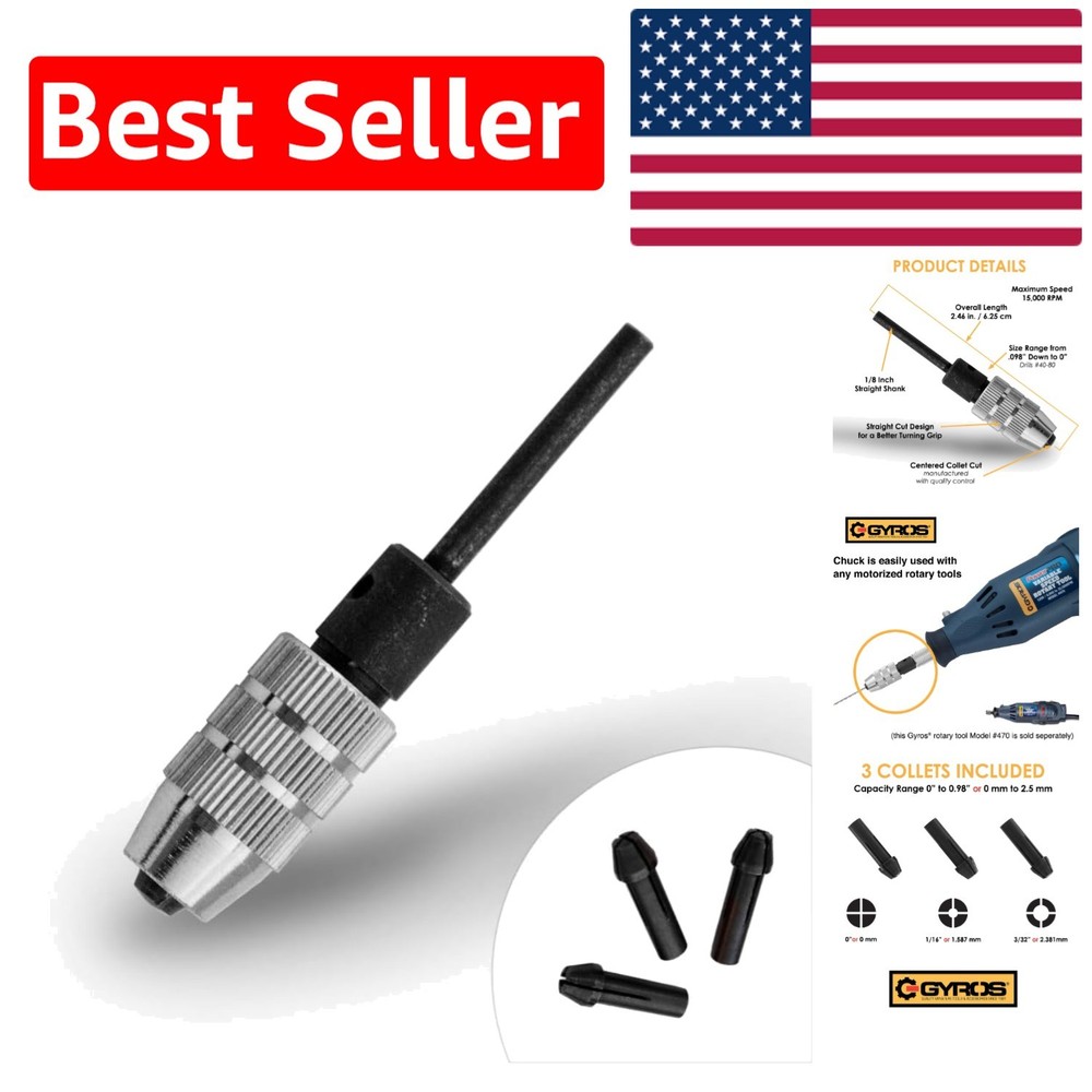 Micro Drill Chuck Adapter - Keyless, Lightweight, 3 Collets for Ultimate Control