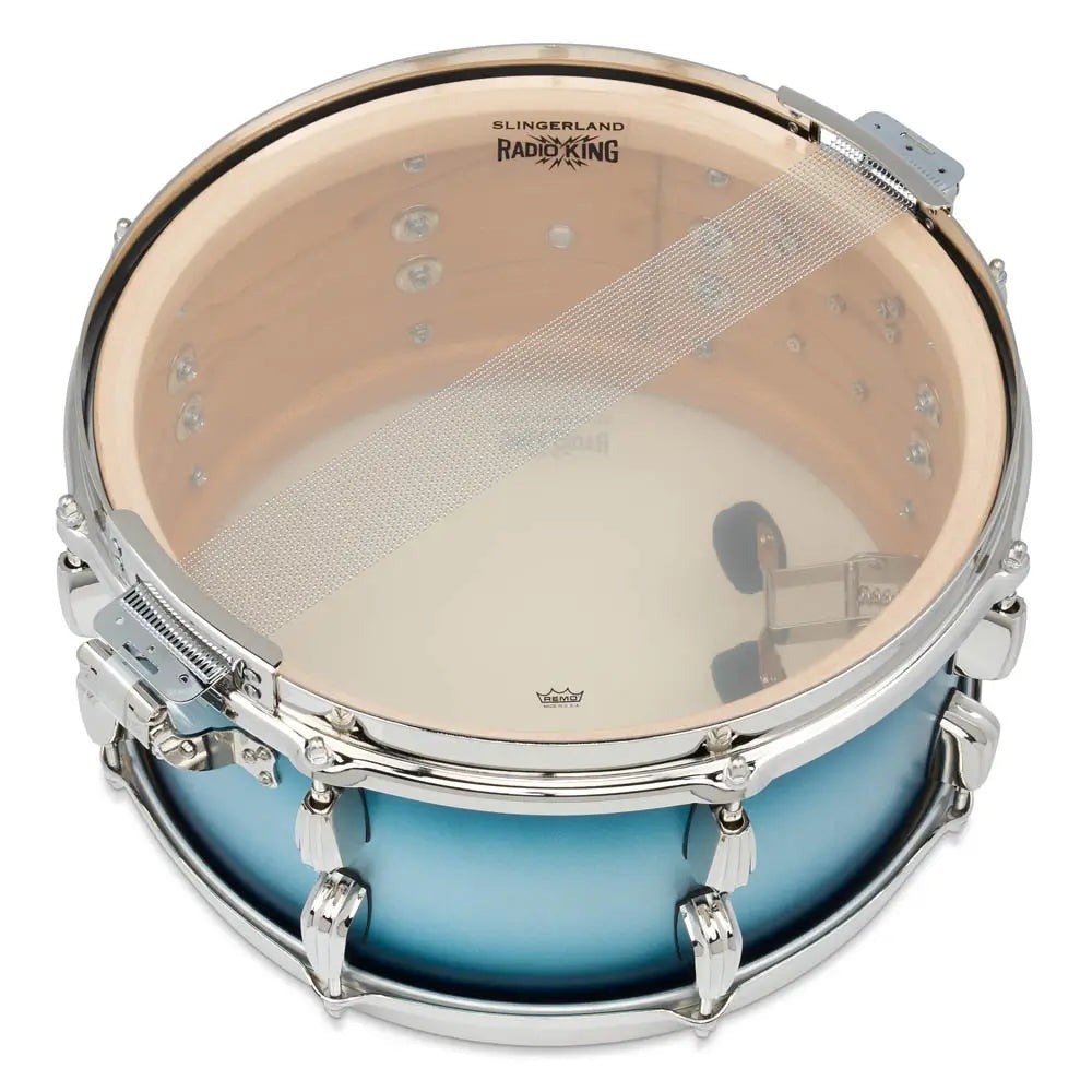 Slingerland Radio King Solid Maple Snare Drum 14x7 Blue & Silver Lacquer