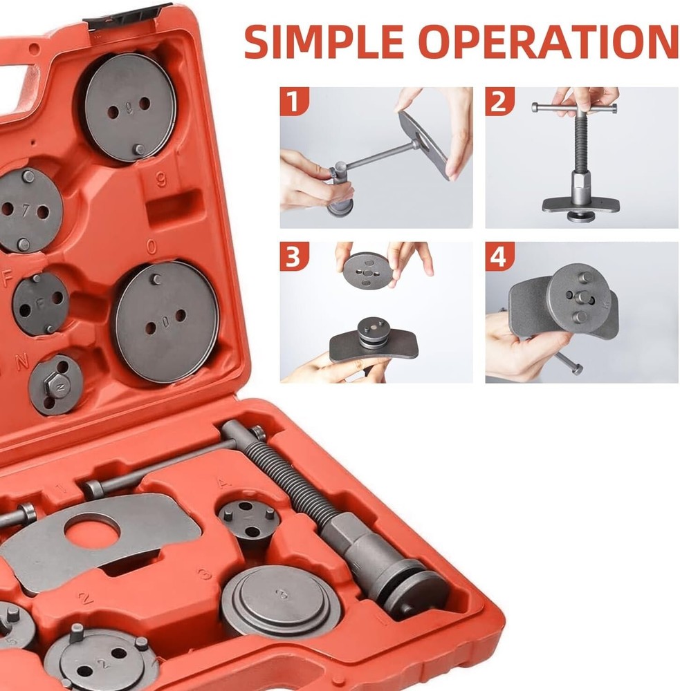 18Pcs Universal Disc Brake Caliper Rewind Tool Compression Piston Wind Back Kit