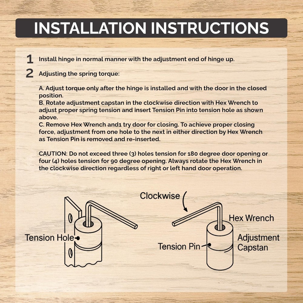 Spring Hinges, 4 Inch with 1/4 Inch, Self Closing Adjustable, Flat Black, 2 P...