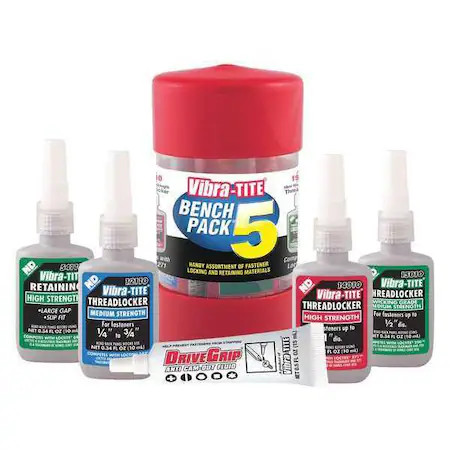 Vibra-Tite 27005 Bench Pack 5, Threadlockers (3), Retaining Compound, Anti