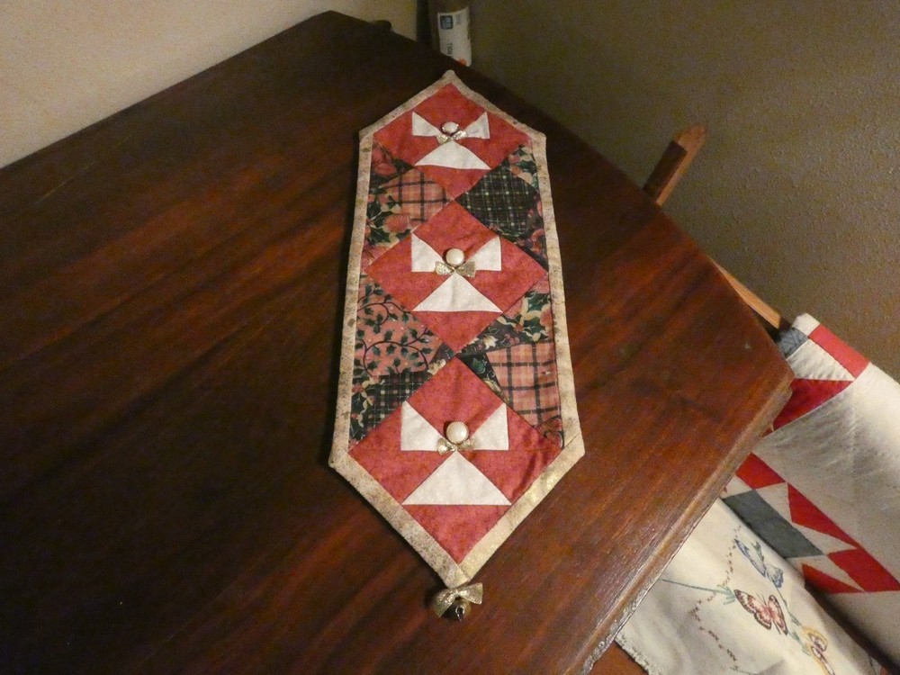 Christmas Handmade Quilt Panel Bell Pull Wall Hanging Pieced Angels