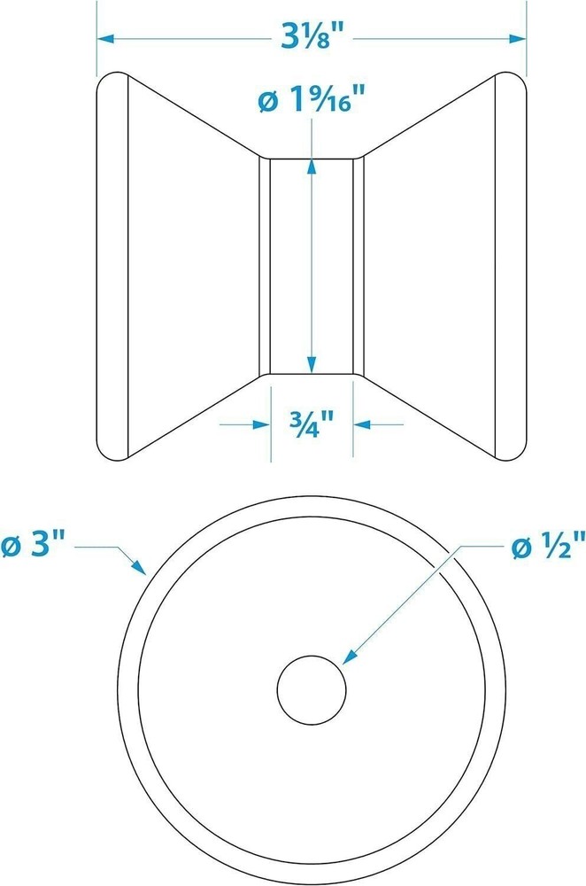 Seachoice Molded Bow Roller, Black, Boat Trailer, Various Sizes