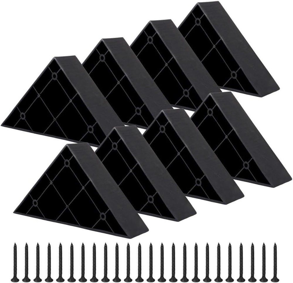 8pcs Couch Legs Replacement Plastic Triangle Corner Sofa Black with Screws Chair
