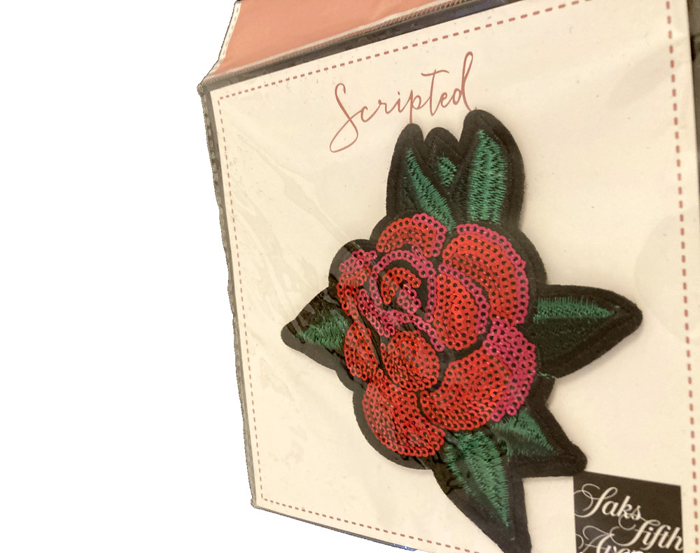 Rose Patch Pin Embroidery Sequence Grateful Dead Biker Reusable Saks 5th Ave.