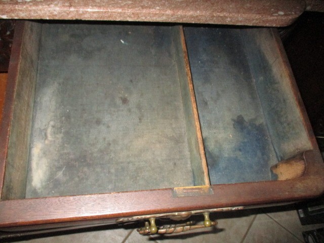 Antique Victorian Walnut Sideboard w/ Brown Marble Top