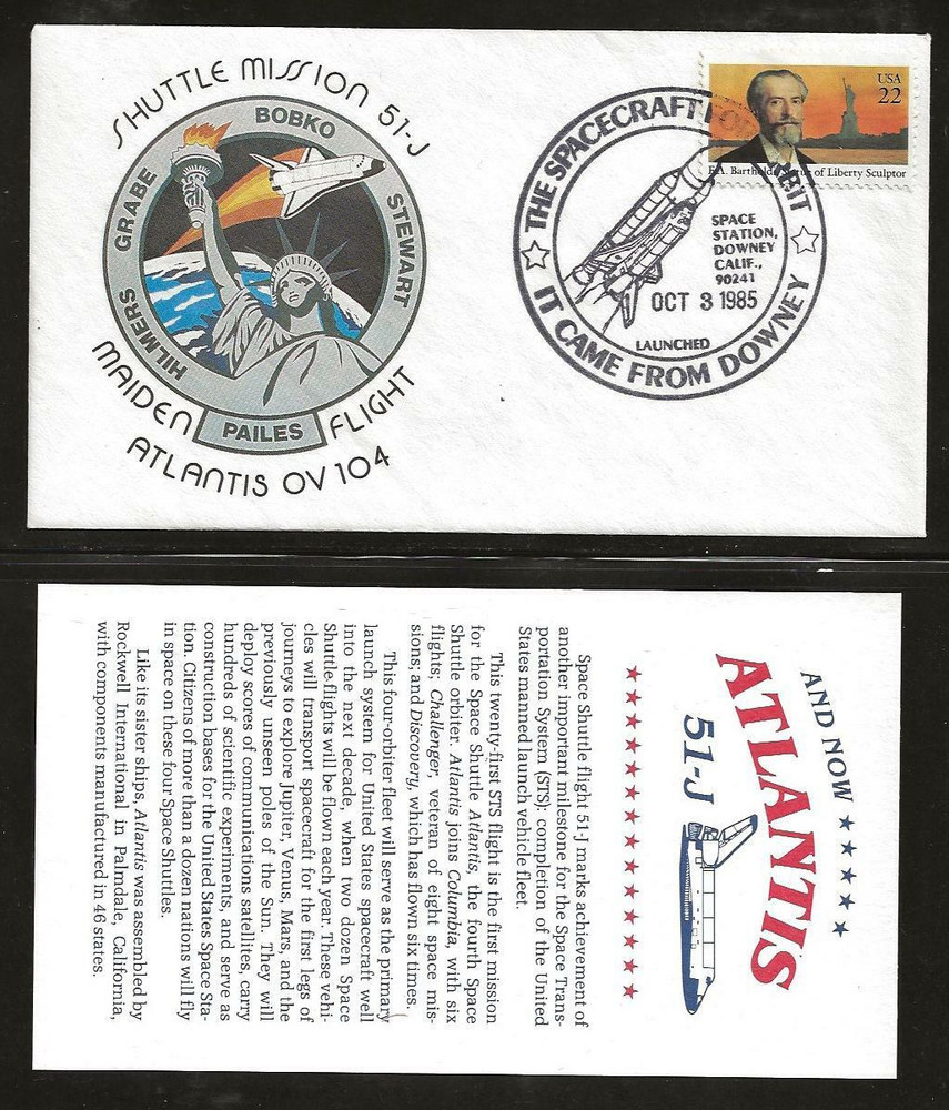2014 WARWICK ROCKET-FLOWN cover - Shuttle Mission 51-J - ATLANTIS