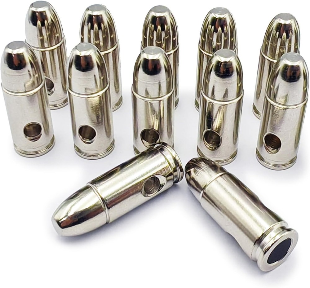 Shiny Silver 9mm Training Rounds - 12 Pack for Classroom and Reloading Exercises