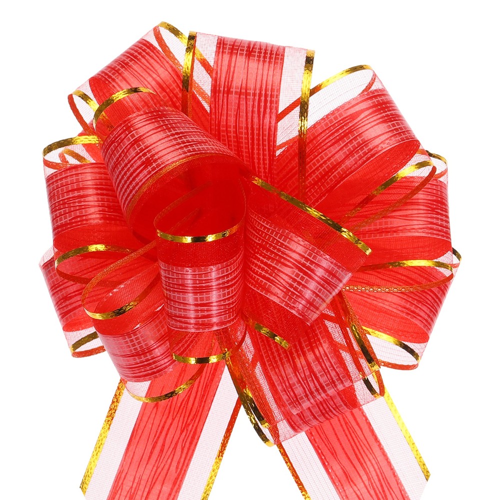 5pcs 7" Large Pull Bow Gift Wrapping Bows Ribbon Organza Bows Red