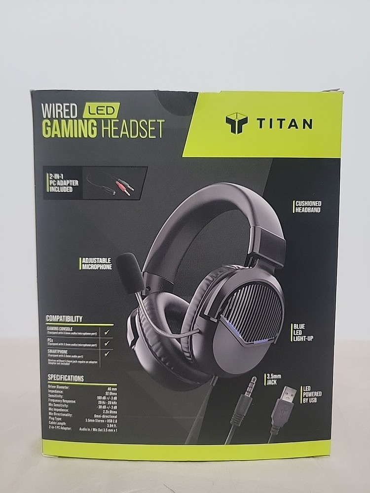 Titan Wired LED Gaming Headset Blue Light-up