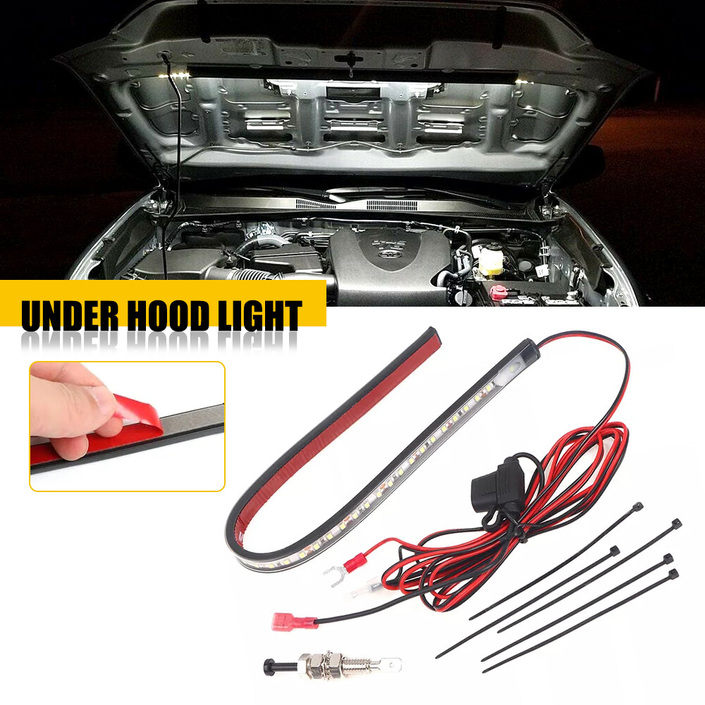 Under Hood LED Light Kit on/off-Automatic-Universal fit Any Vehicle White 1/2Set