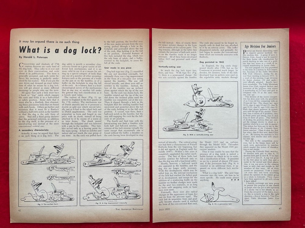 Vintage 1955 Print Ad/Magazine Article “What Is A Dog Lock” Gun  Reference