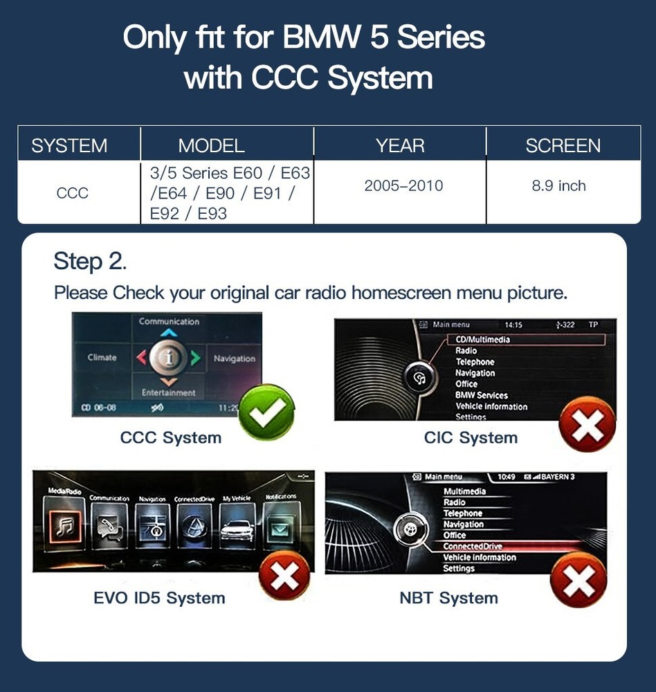 Android Auto/Wireless CarPlay For BMW 3/5er E60 E61 E62 E63 E64 E90 E91 E92 E93