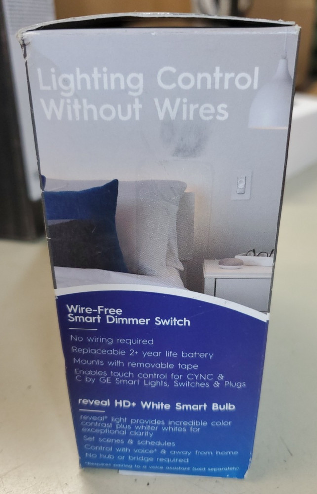 Cync GE Bedroom Light + Switch Starter Kit - Smart Bulb Removable Dimmer Switch