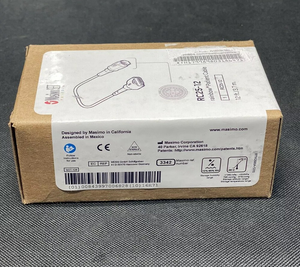 Philips Masimo SET Rainbow RC25-12 Patient Cable REF 3342 - Same Day Shipping