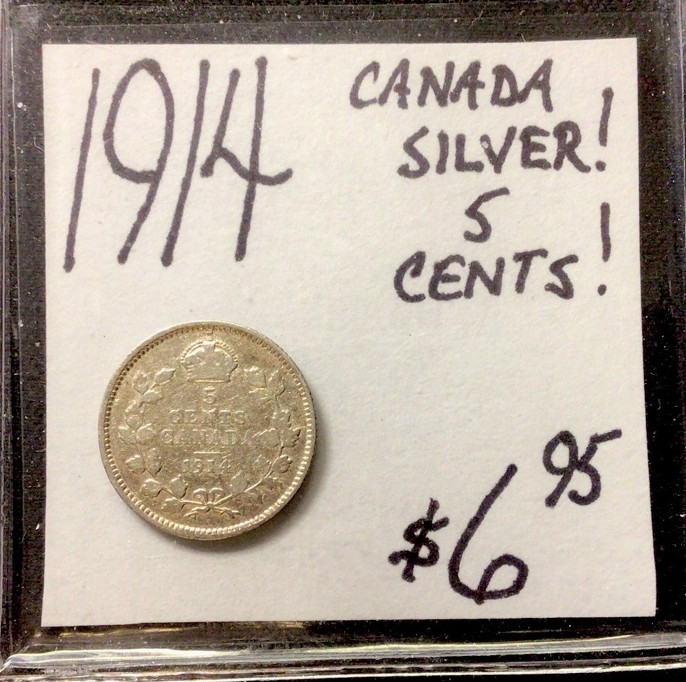 1914 Canada Silver! 5 Cents! ENN Coins