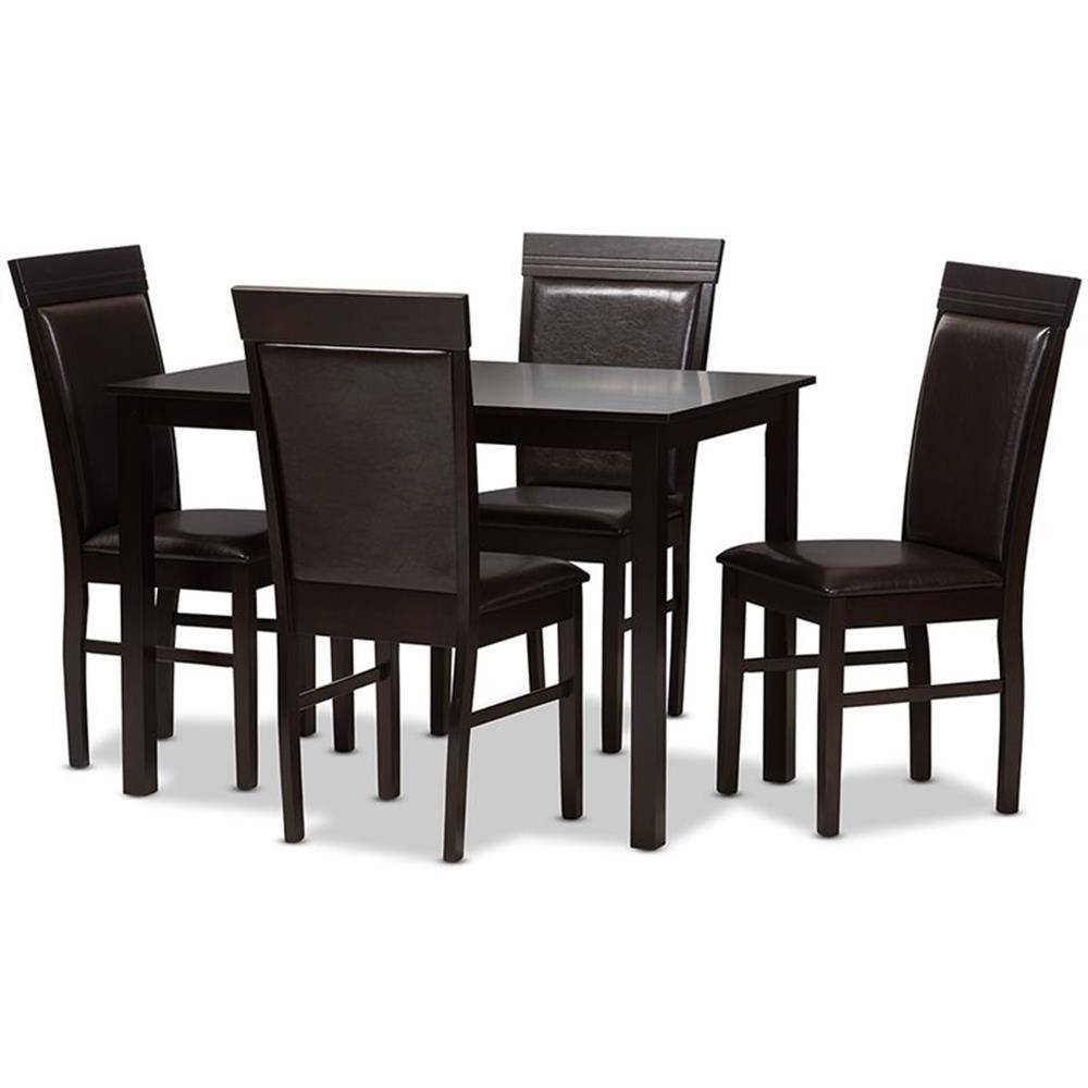 Bowery Hill 5 Piece Dining Set in Dark Brown