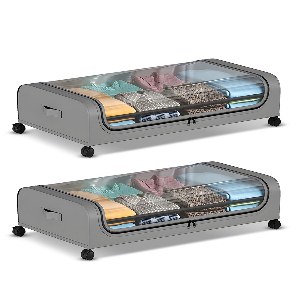 2 Pack Under Bed Storage Container With Lids And Wheels Multifunctional IQFD
