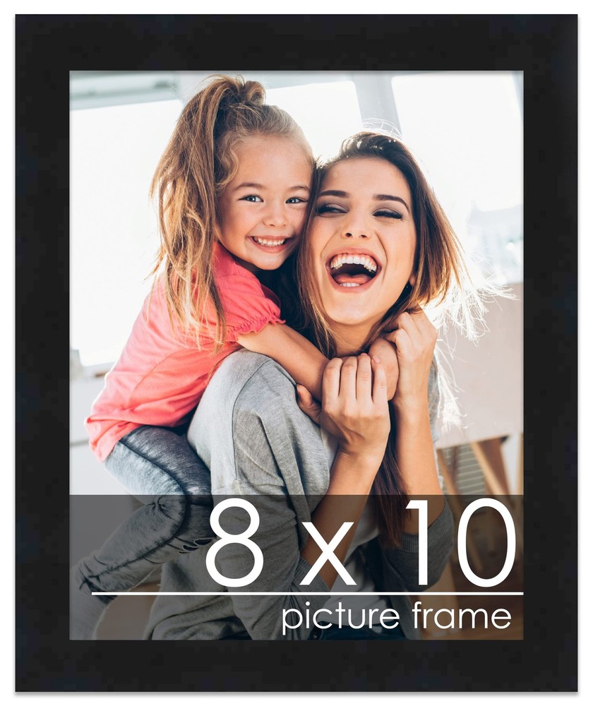 8x10 Frame Black Solid Wood Picture Frame | 0.75 Inch Moulding Width | Includ...