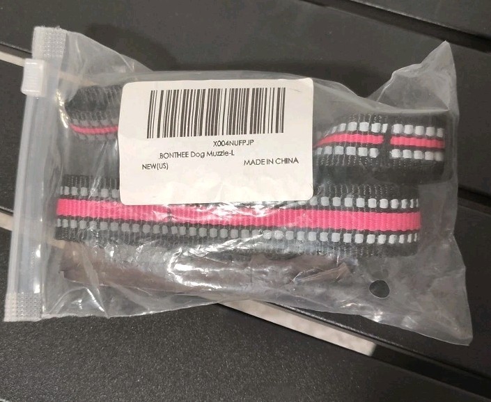 BONTHEE Dog Muzzle,Anti-Bite Adjustable Breathable Soft Muzzle for M, Pink