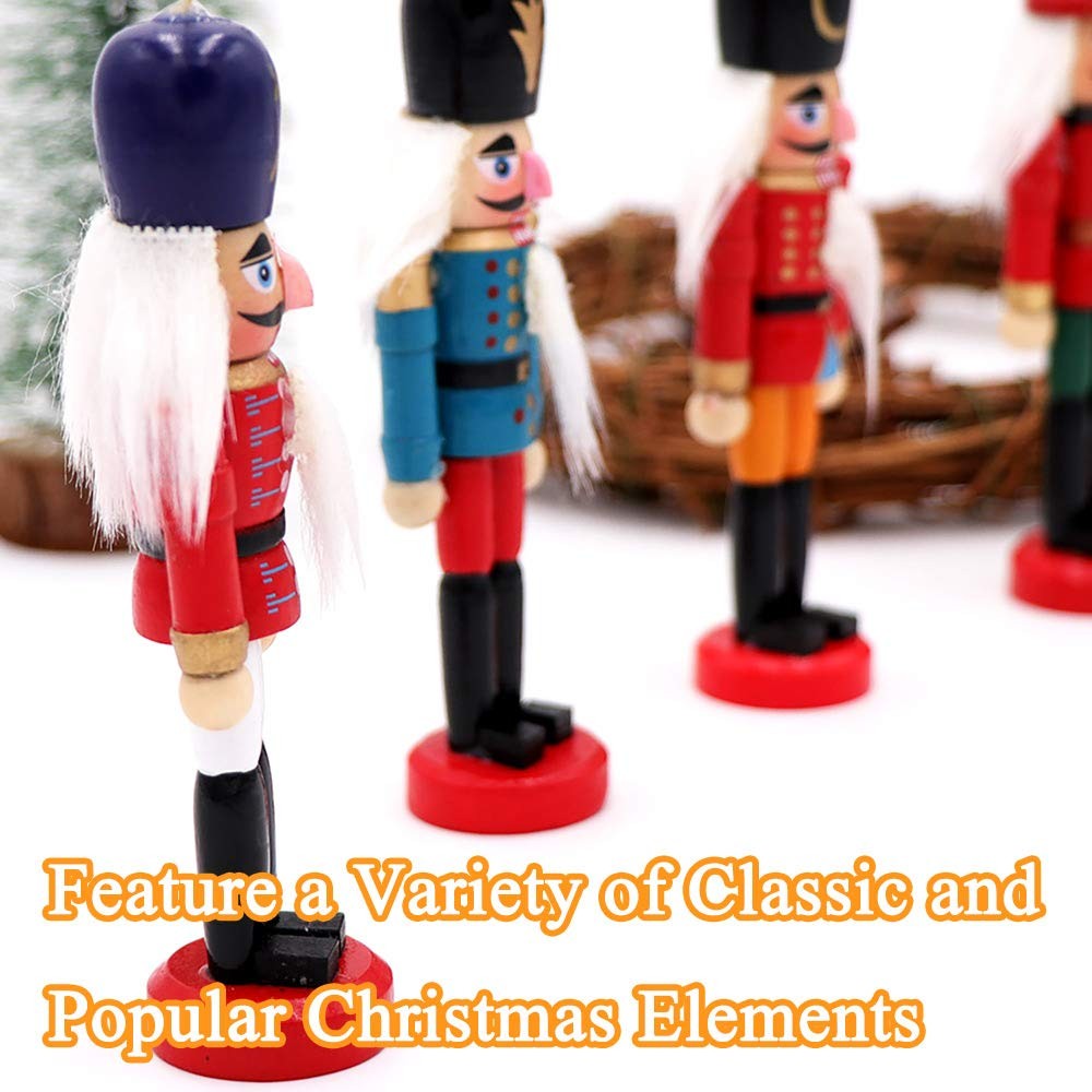 6pcs Wooden Nutcracker Christmas Ornaments Set