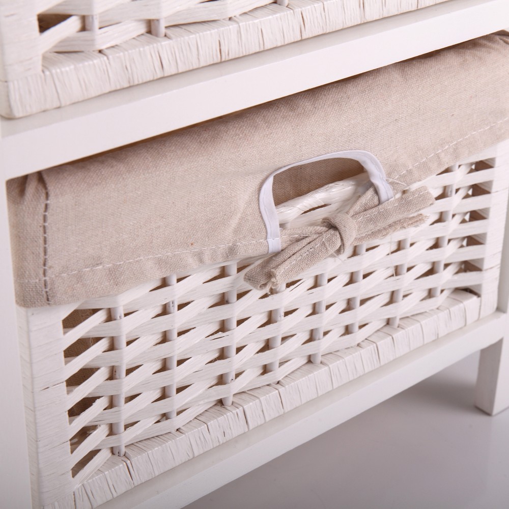 Bedside Table Modern End Table Tall Legs One Drawer Nightstand Baskets Storage