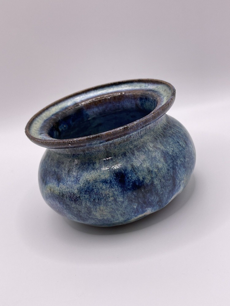 Vintage Studio Ceramic Pottery Bowl Dish Blue Pot Decor Handmade Signed