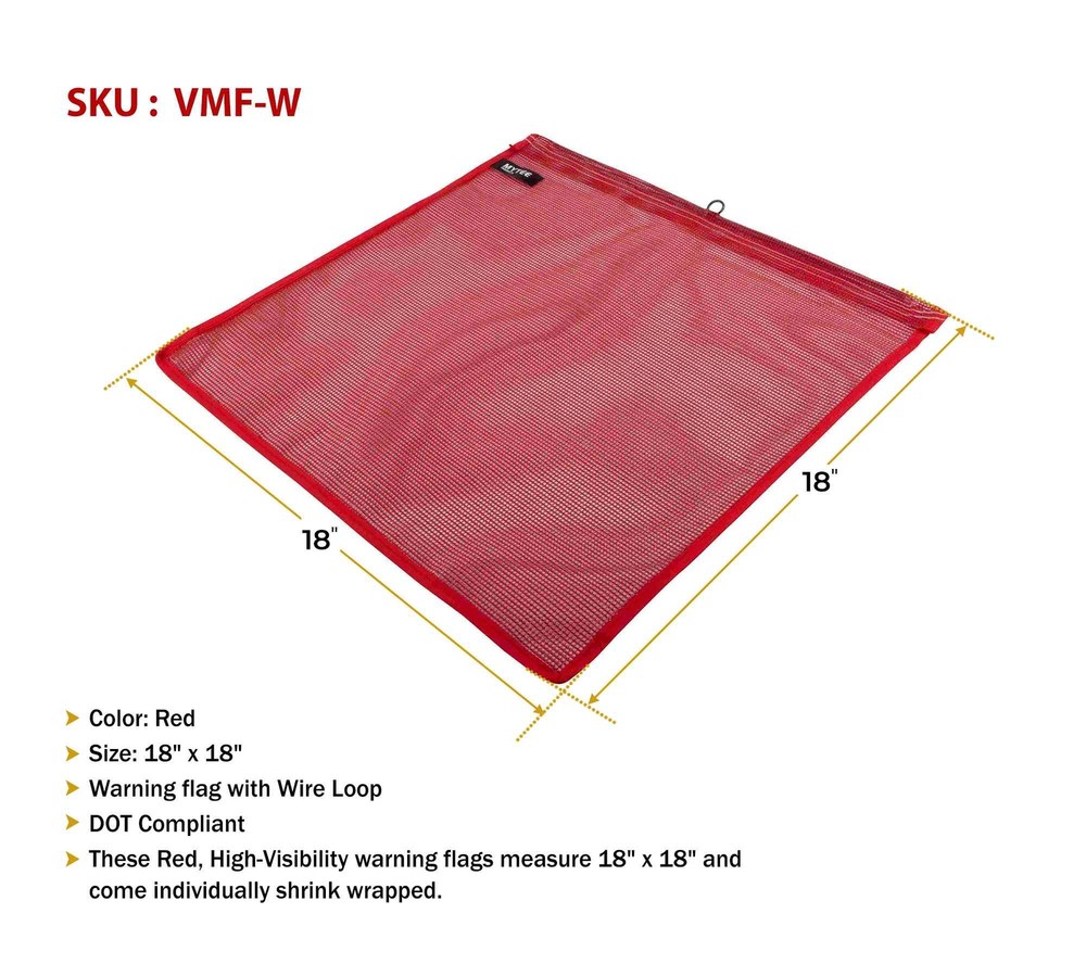 Vinyl Mesh Safety Flag Red with Wire Loop 18" x 18" DOT Compliant - 8 Pack